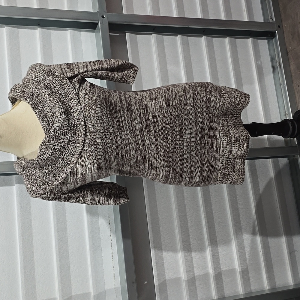 Mudd Love Peace Happiness Gray Cowl Neck Short Sleeve Sweater Dress Women Large